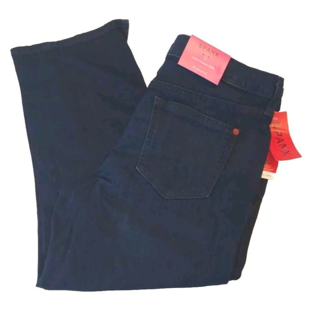 Spanx Womens Slim-x Casual Capri Jeans Dark Dipped $118 NWT Sz 29 / 8 - Picture 2 of 9